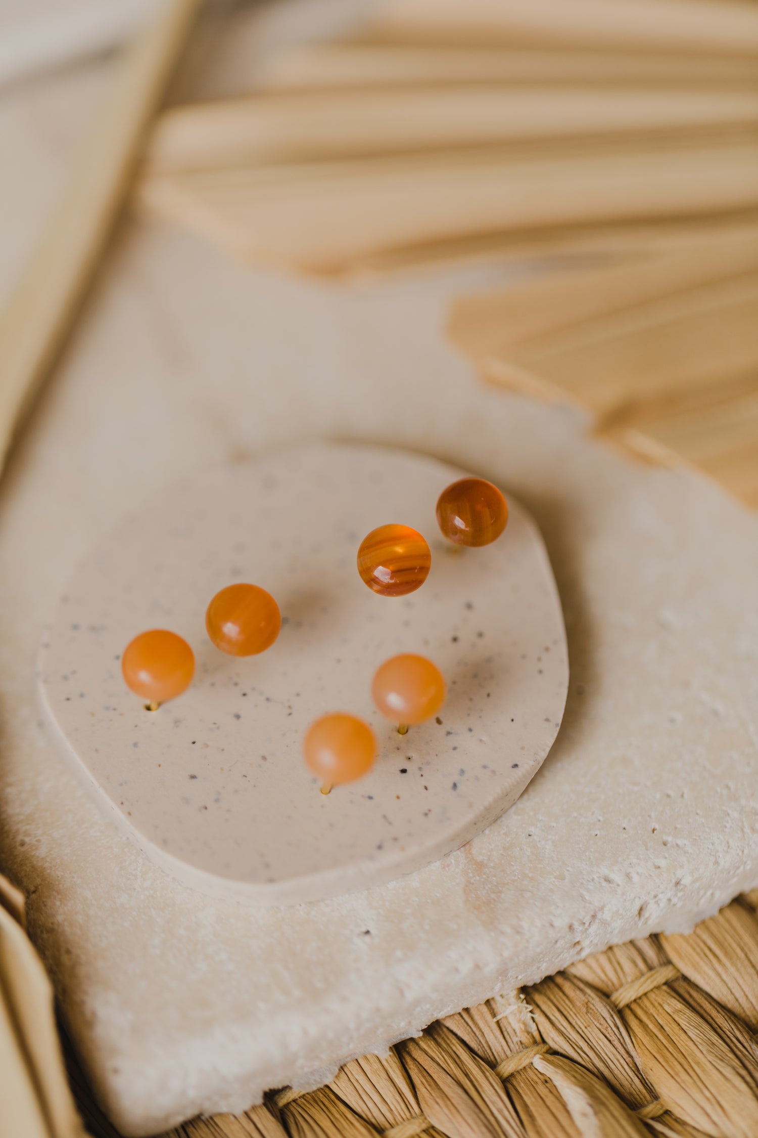 orange aventurine gemstone earrings (6 mm)