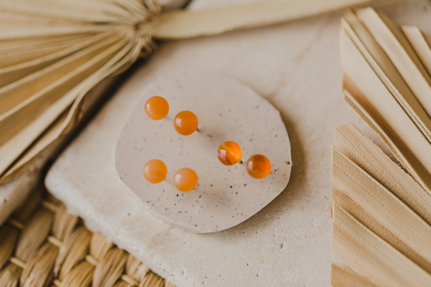 orange aventurine gemstone earrings (6 mm)