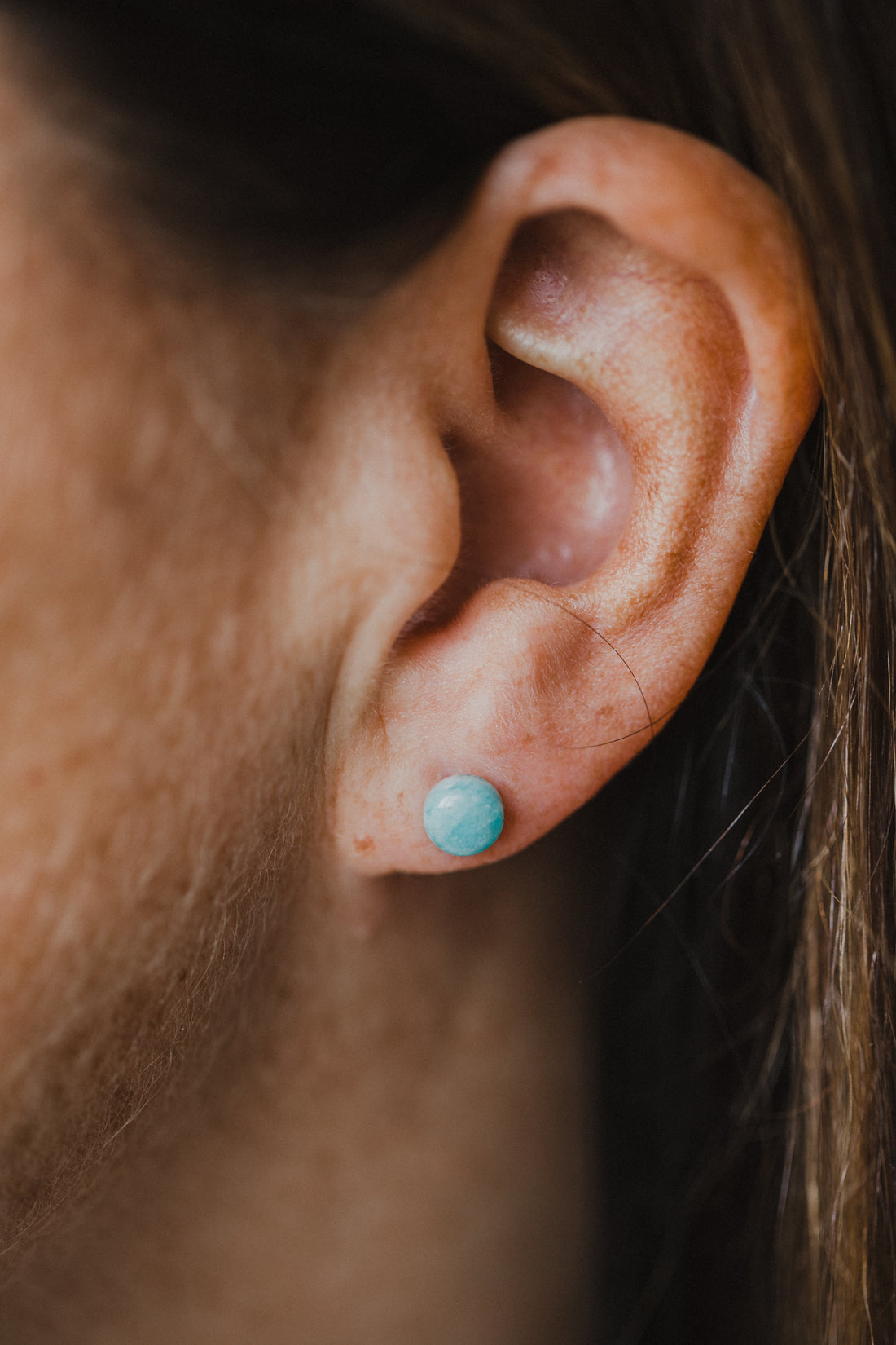 turquoise amazonite gemstone earrings (6 mm)