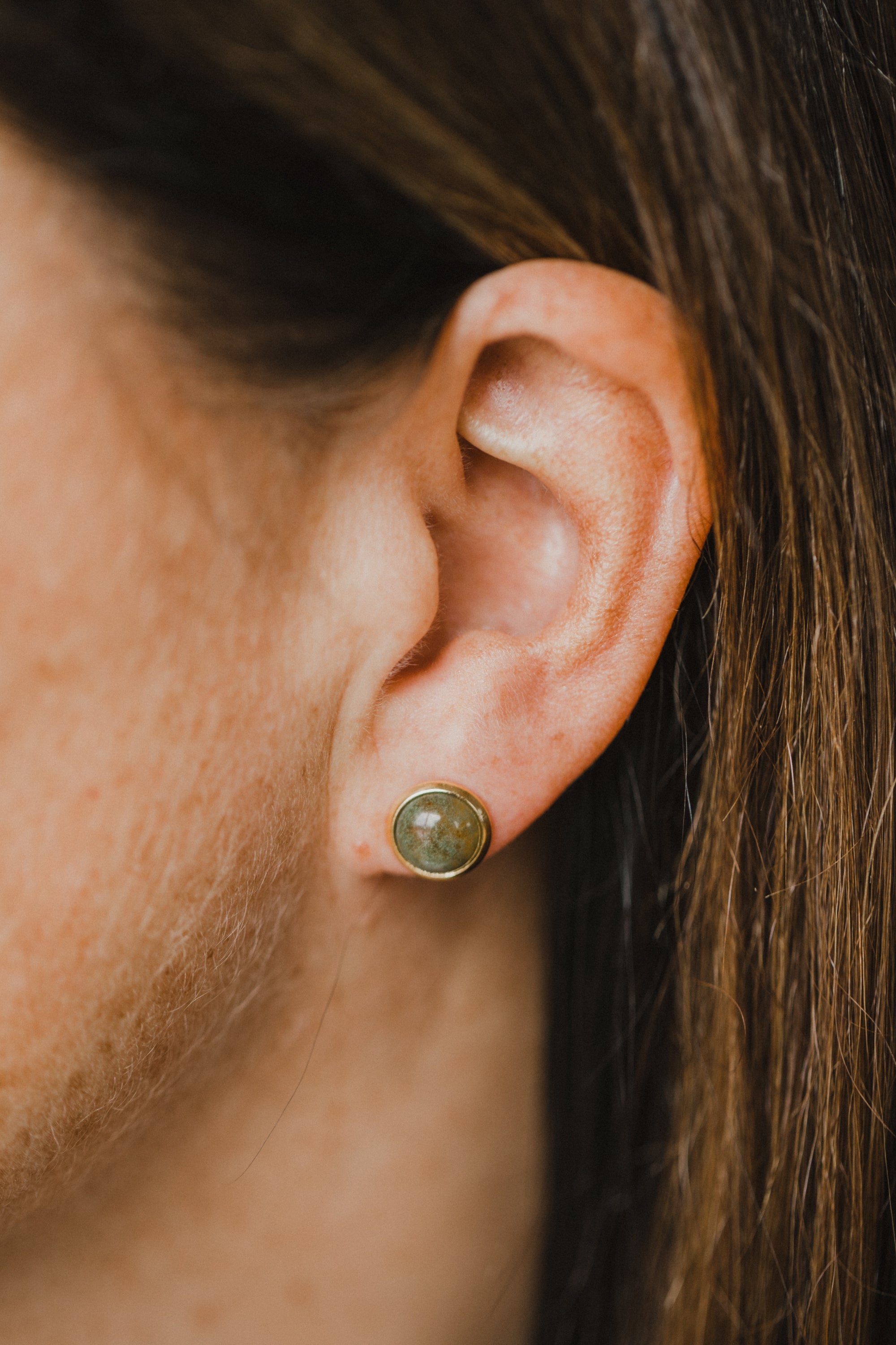 green aventurine gemstone earrings (8 mm)