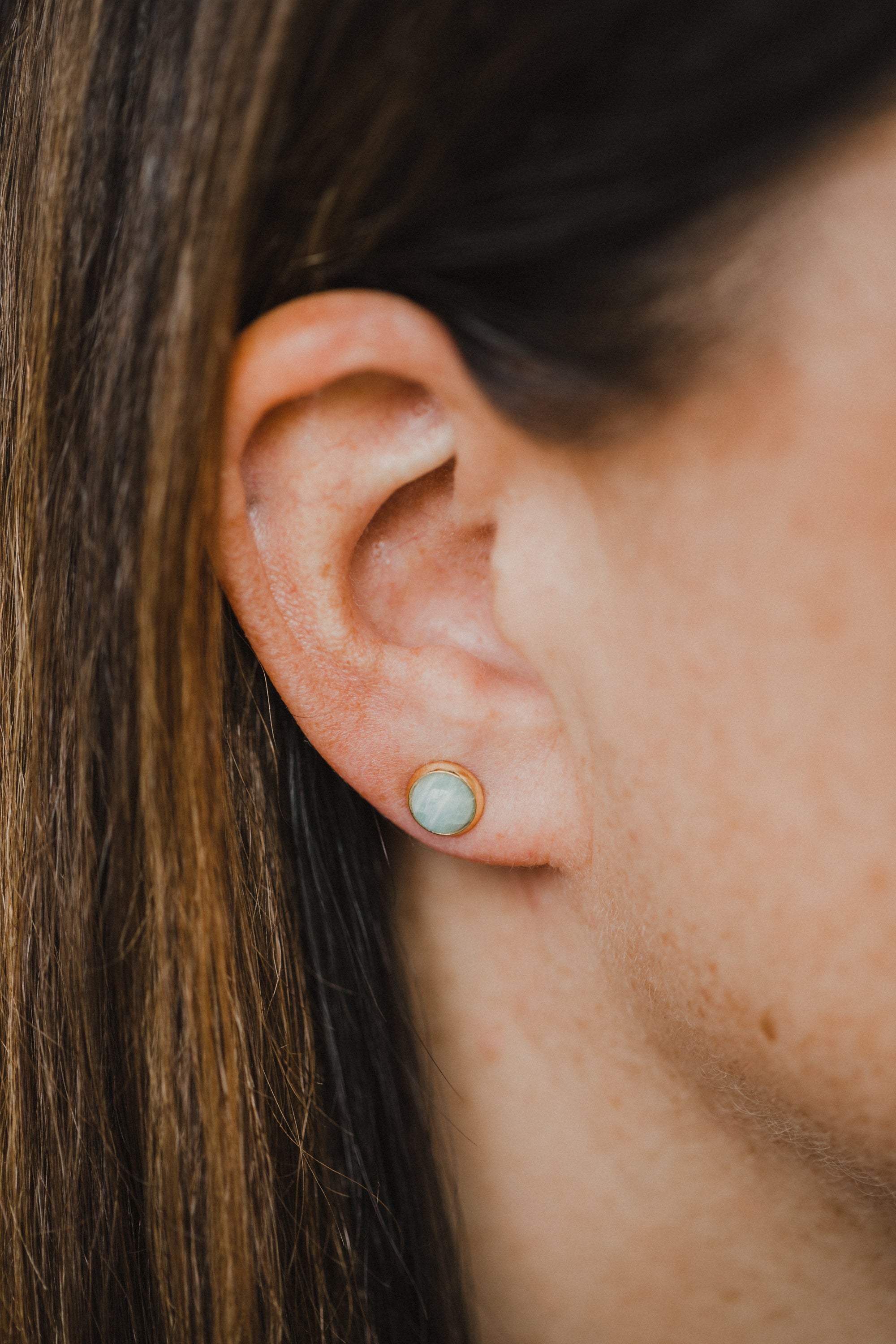 turquoise amazonite gemstone earrings (6 mm)