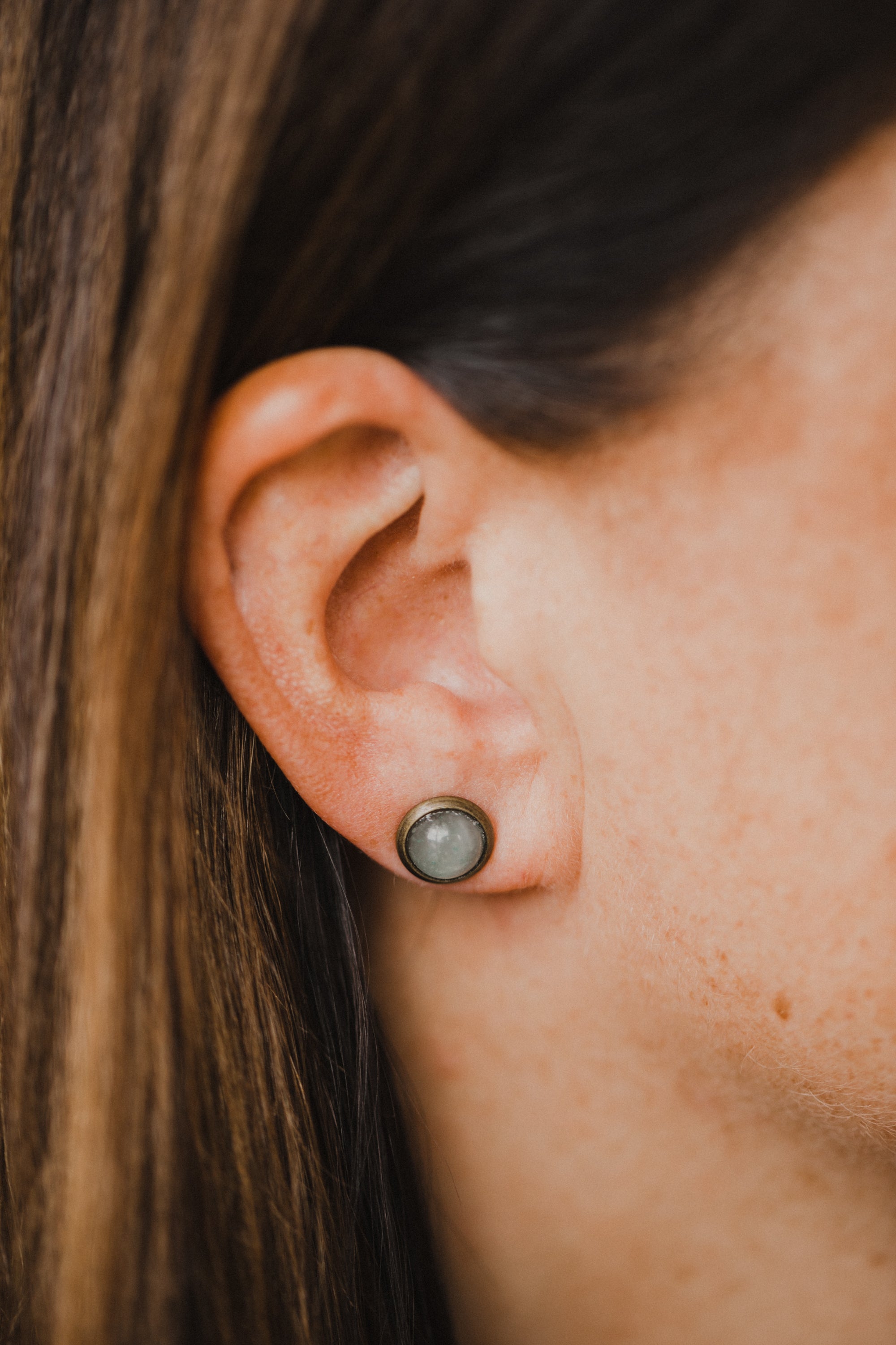 green aventurine gemstone earrings (8 mm)