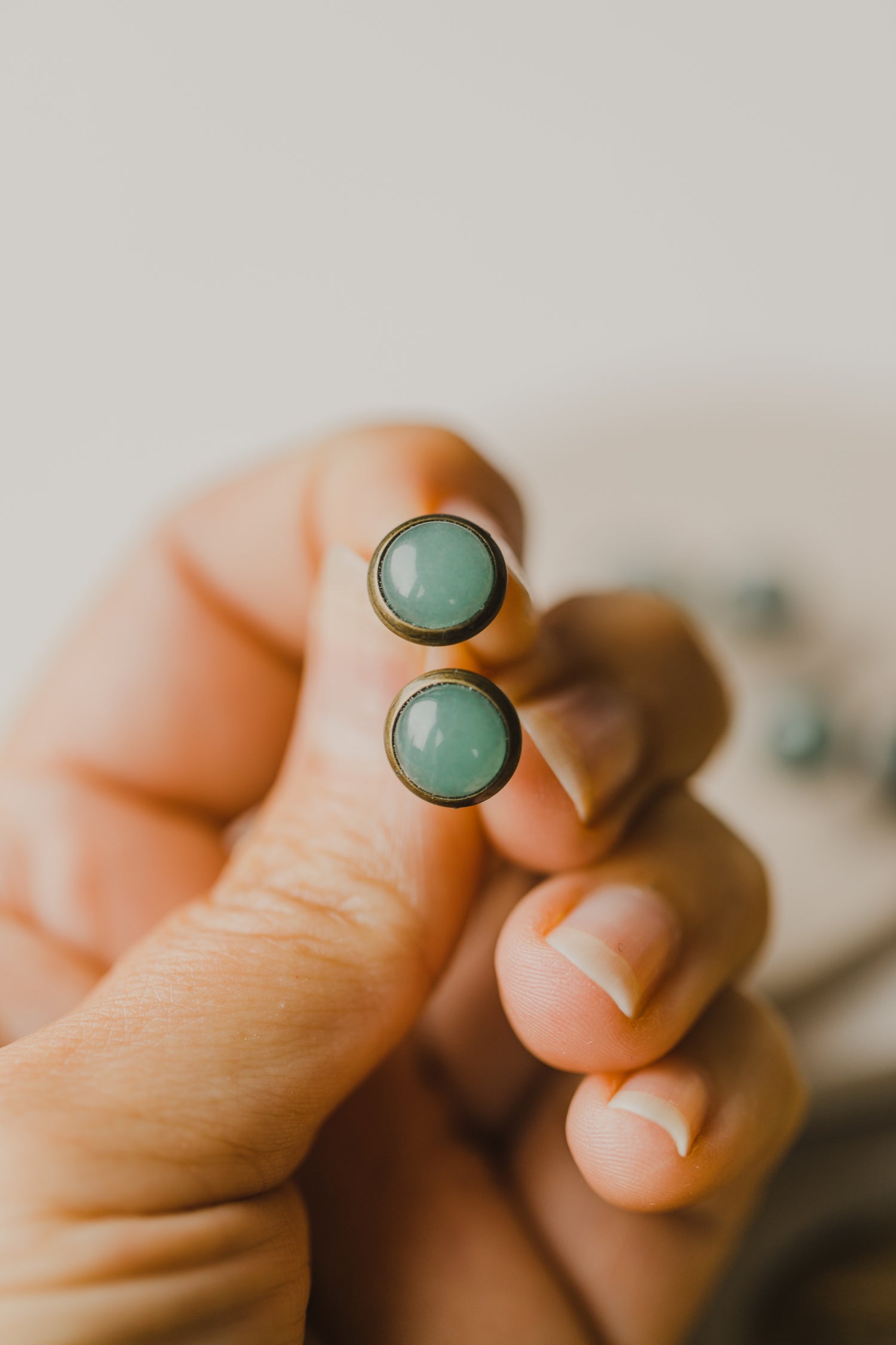 green aventurine gemstone earrings (8 mm)