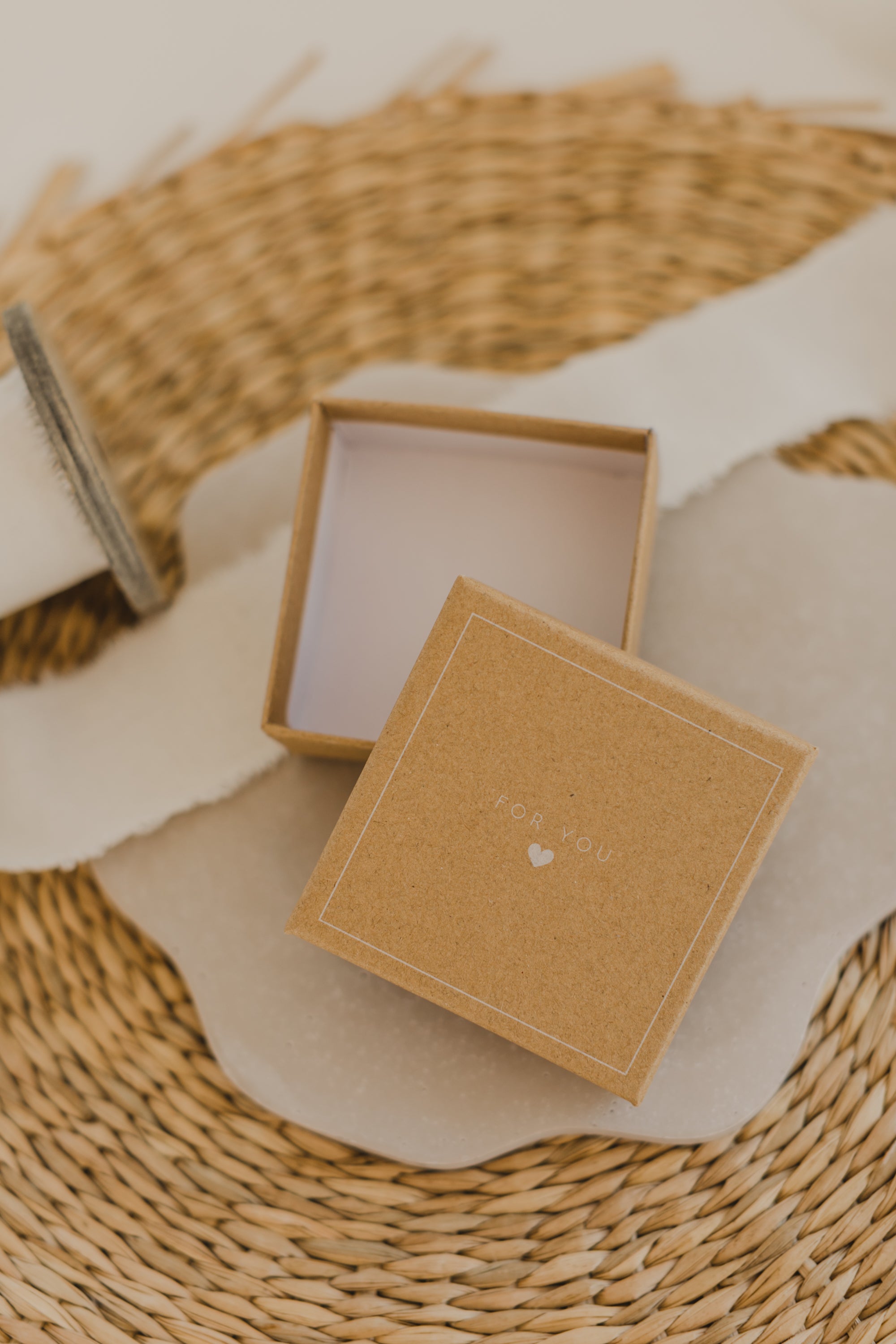 Gift box kraft paper with print &quot;For You&quot; and small white heart