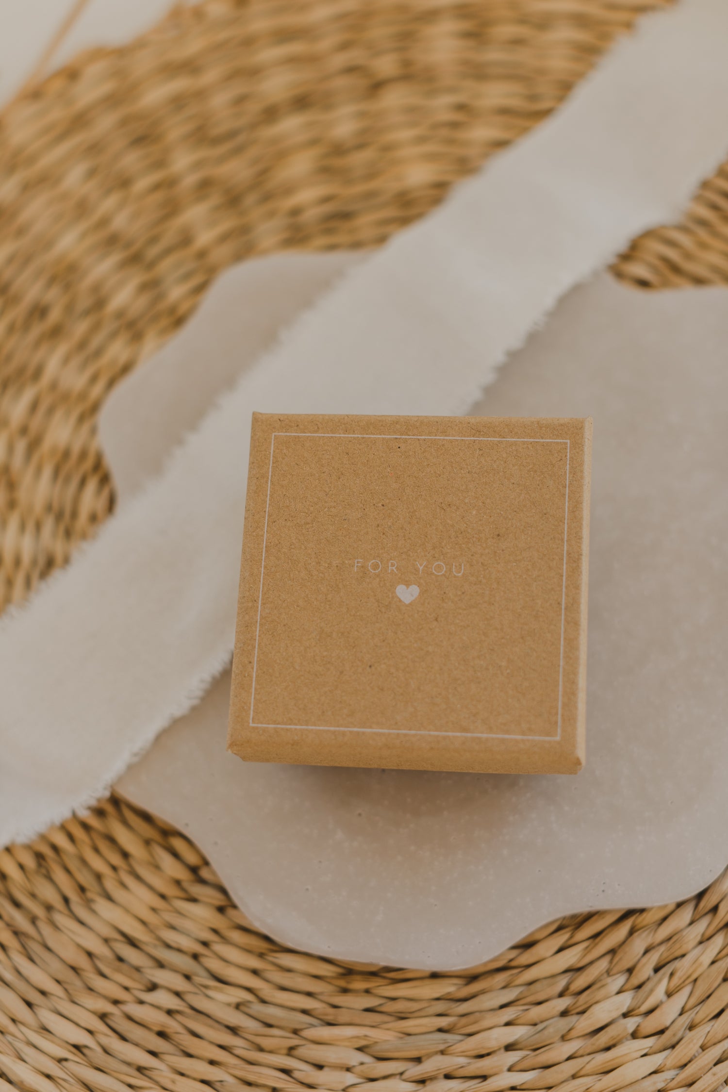 Gift box kraft paper with print &quot;For You&quot; and small white heart