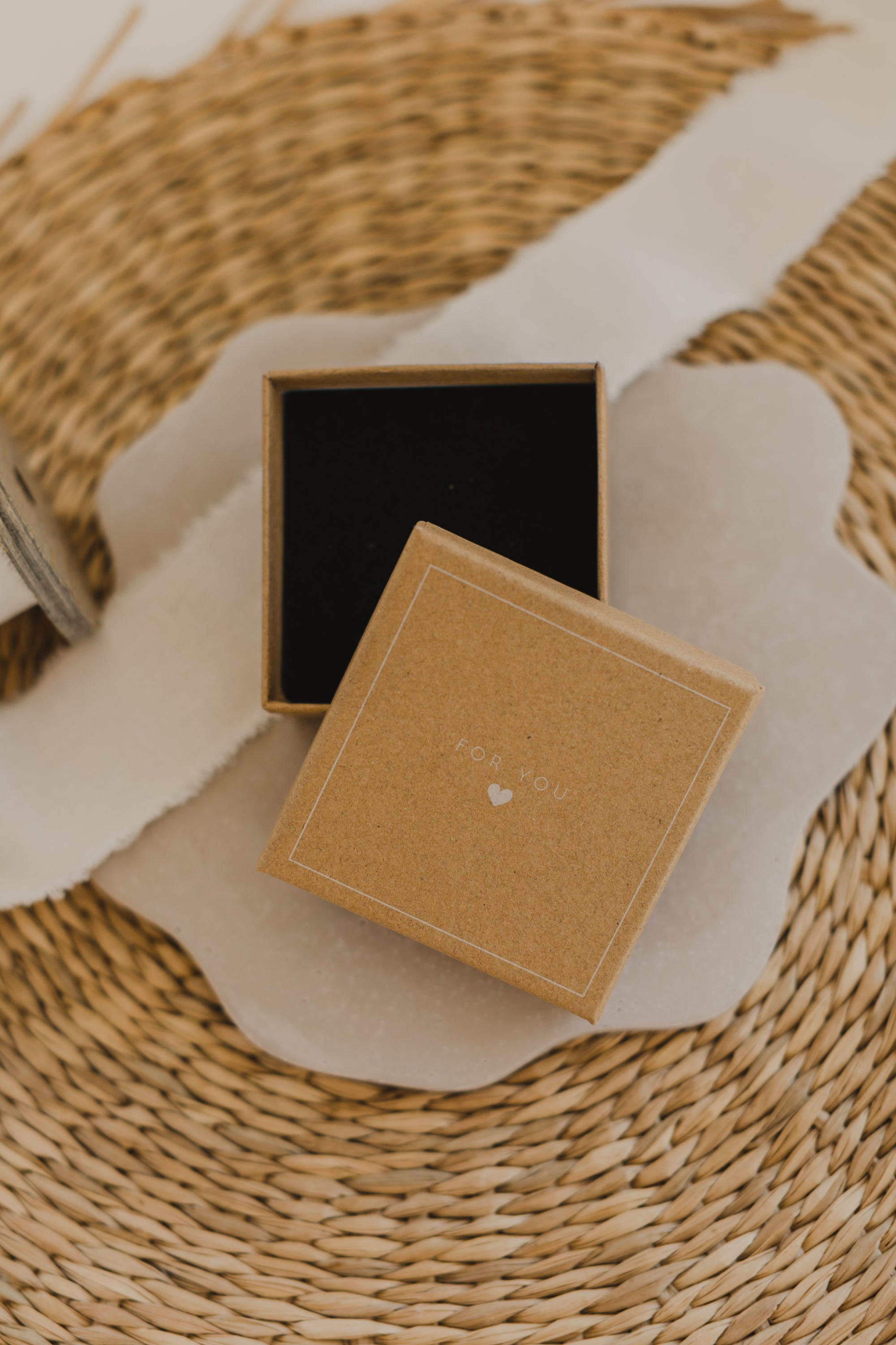 Gift box kraft paper with print &quot;For You&quot; and small white heart