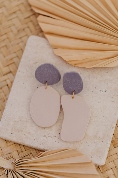 round earrings made of polymer clay in autumn colors