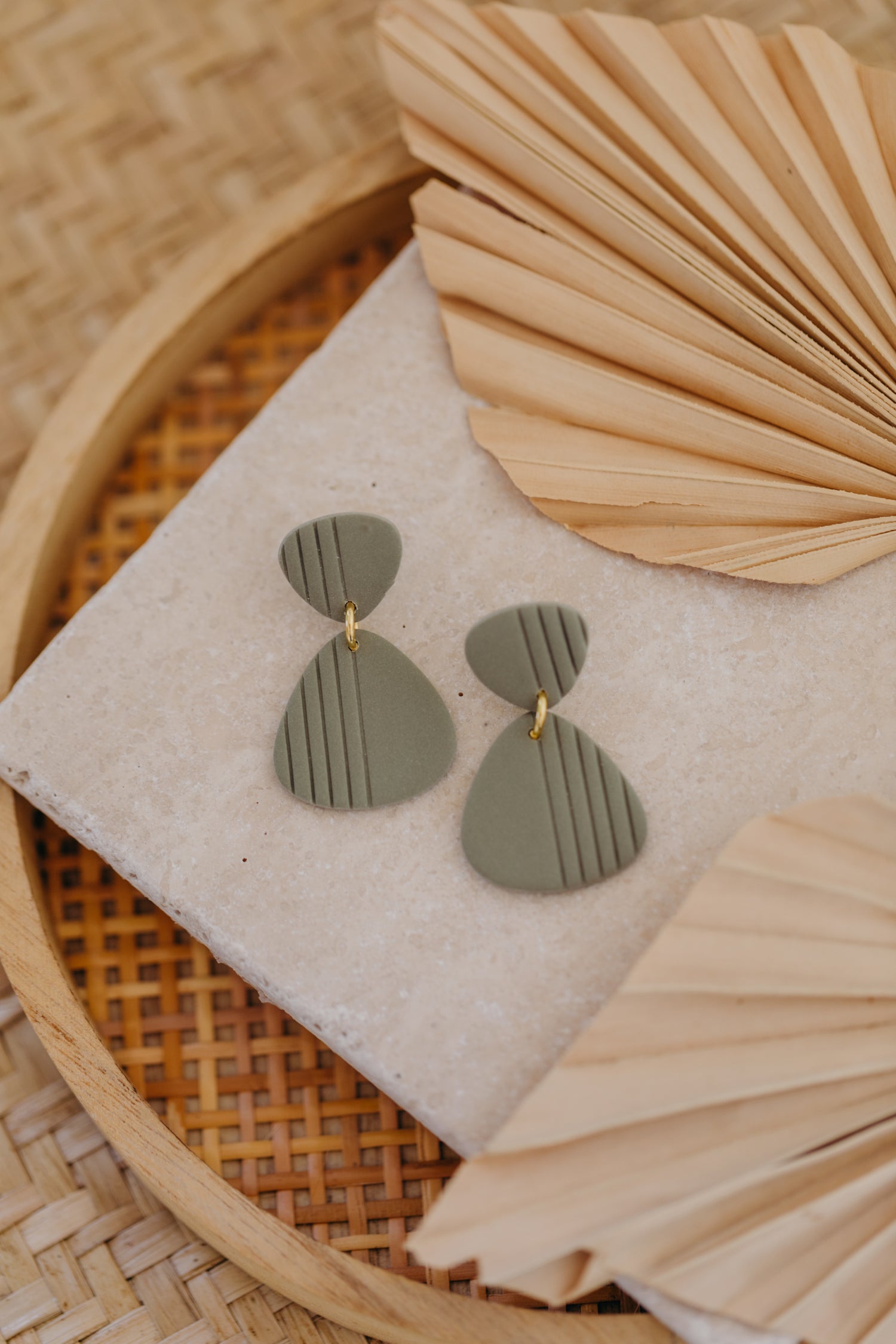 Polymer Clay Earring in Eucalyptus Green