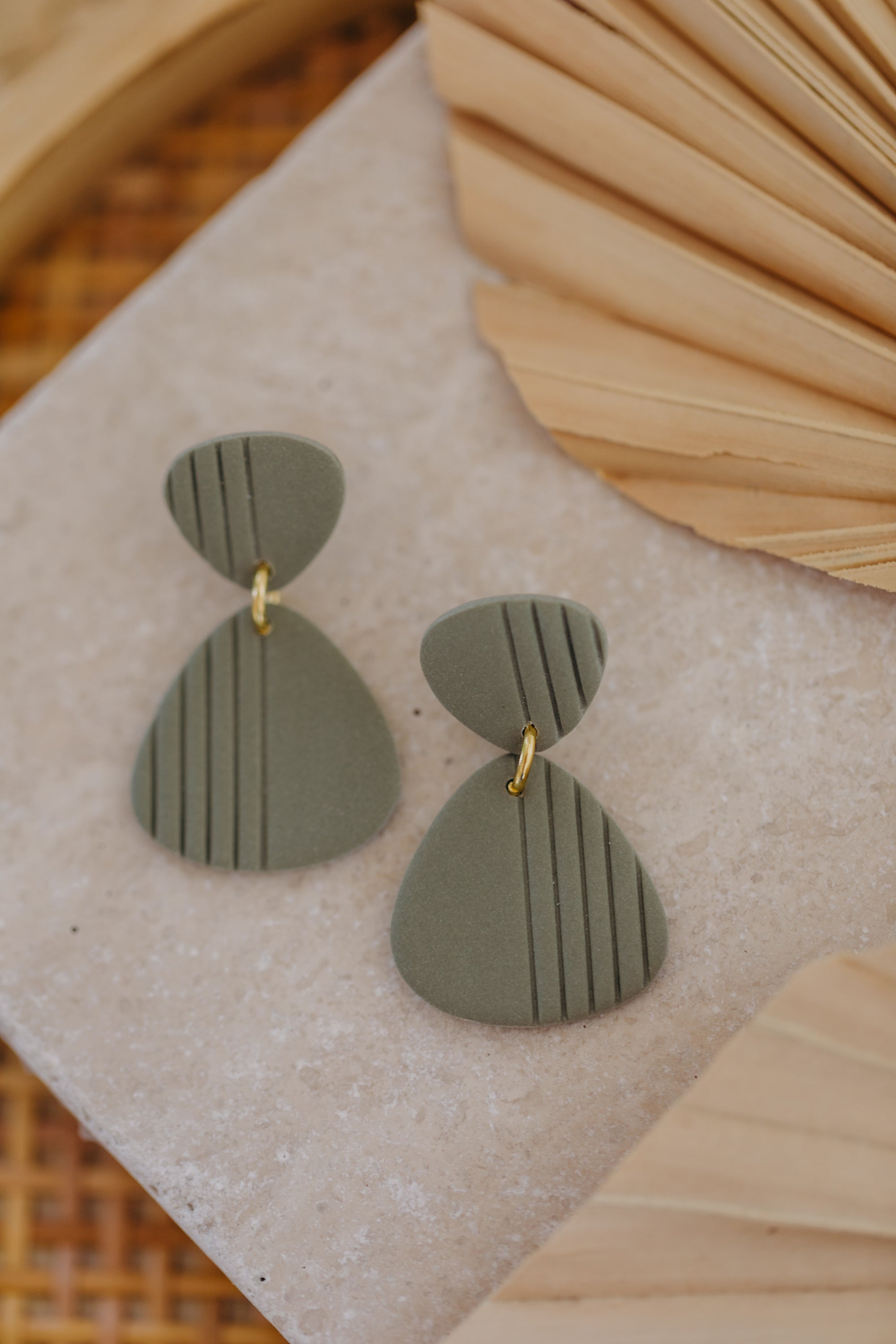 Polymer Clay Earring in Eucalyptus Green