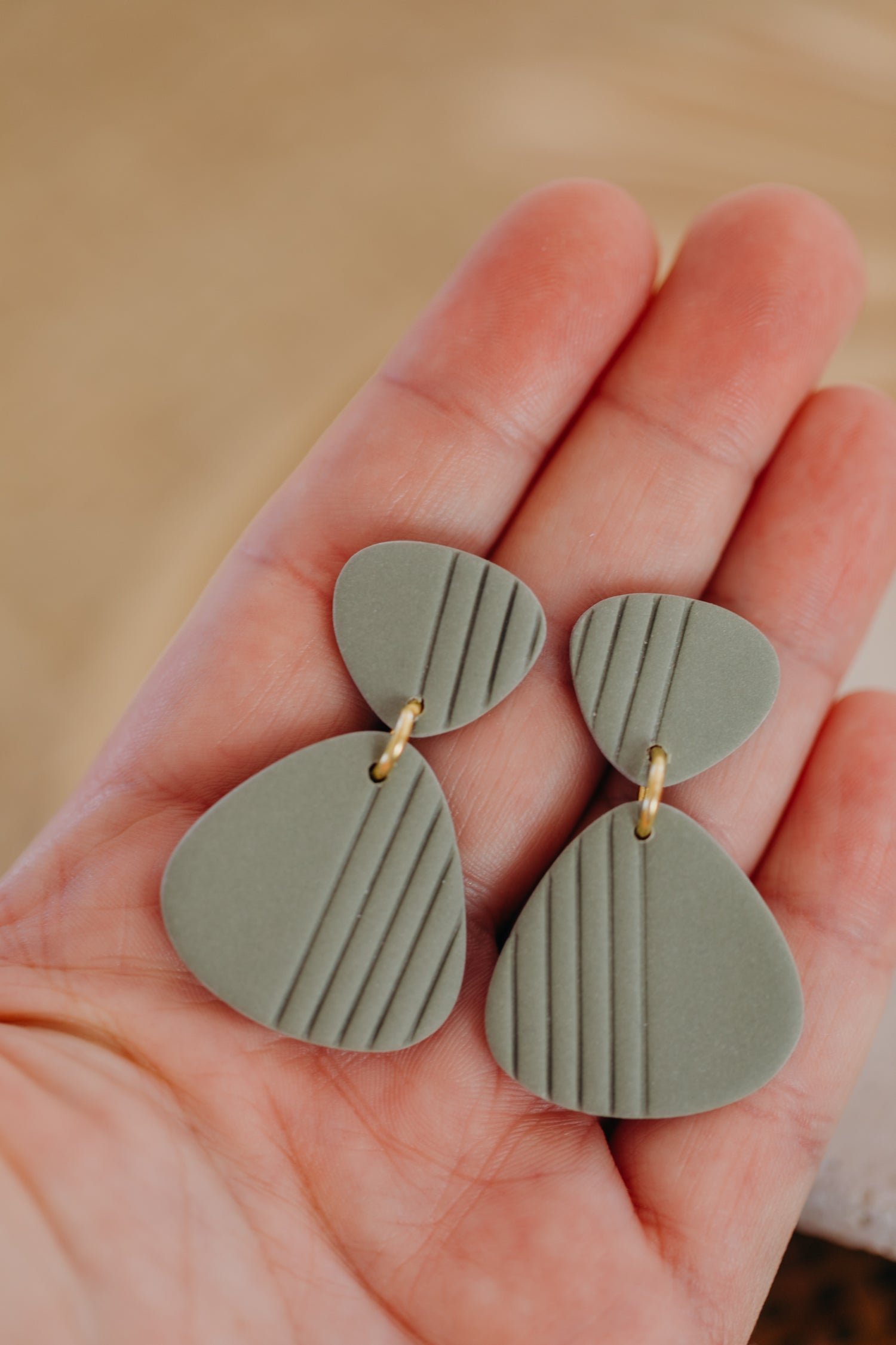 Polymer Clay Earring in Eucalyptus Green