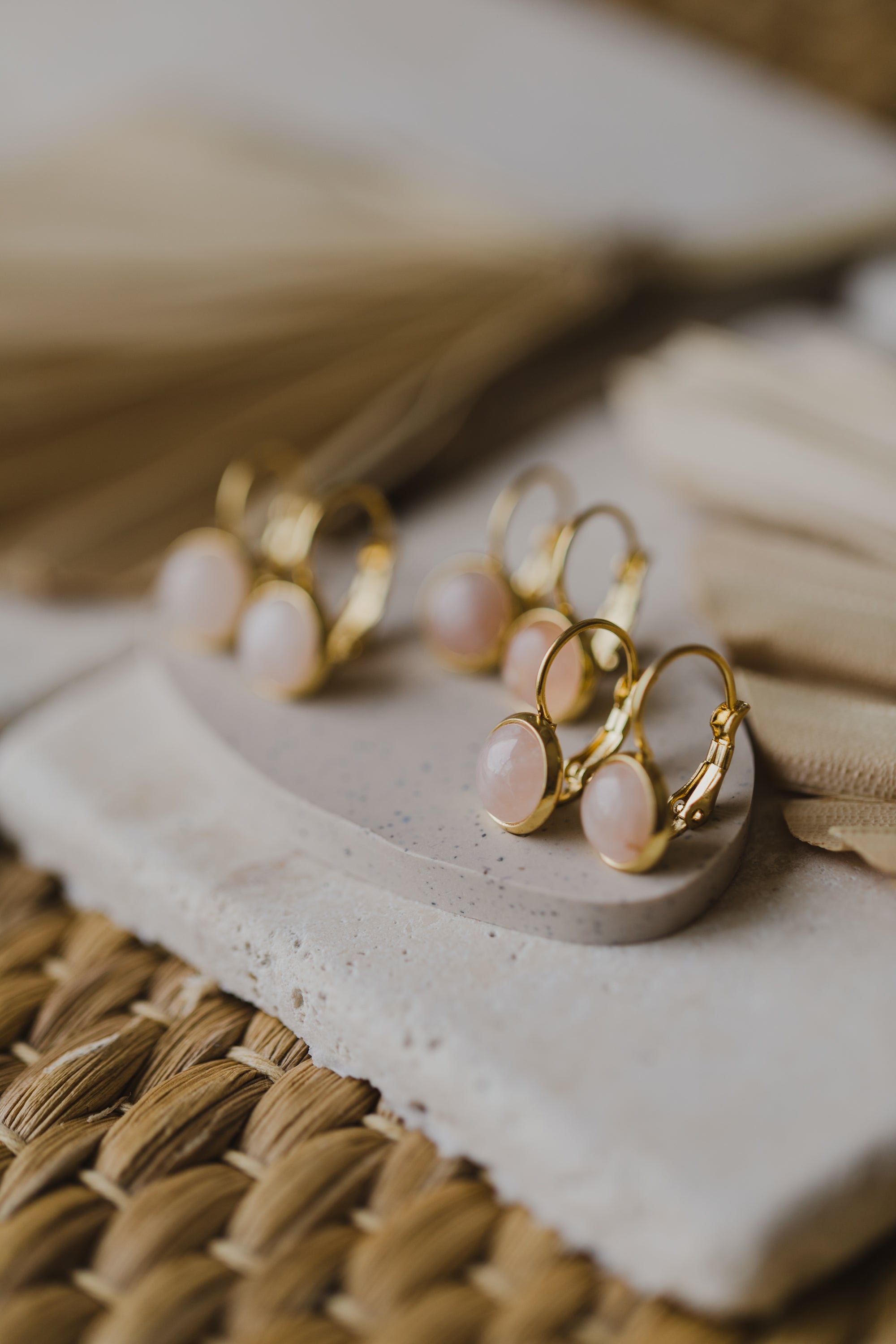 pink rose quartz gemstone earrings (8 mm)