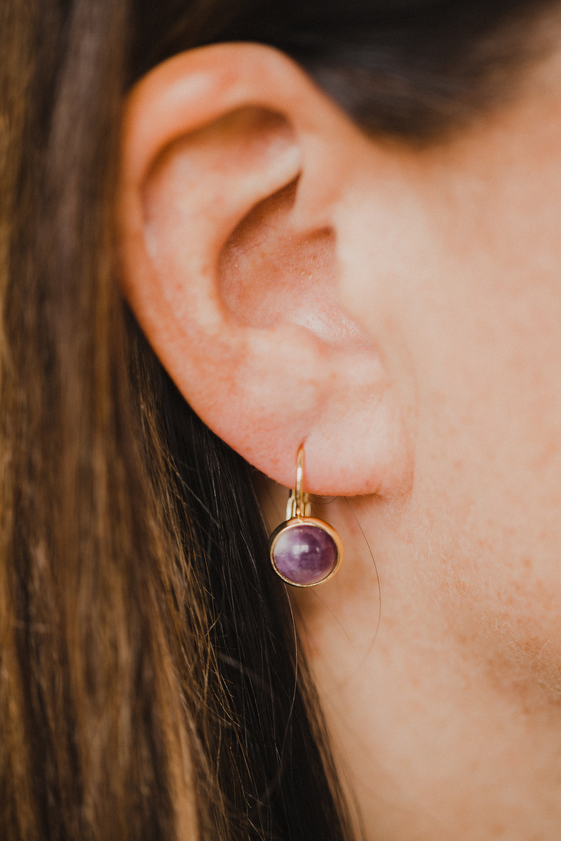 lila Amethyst Edelstein Ohrhänger (8 mm)