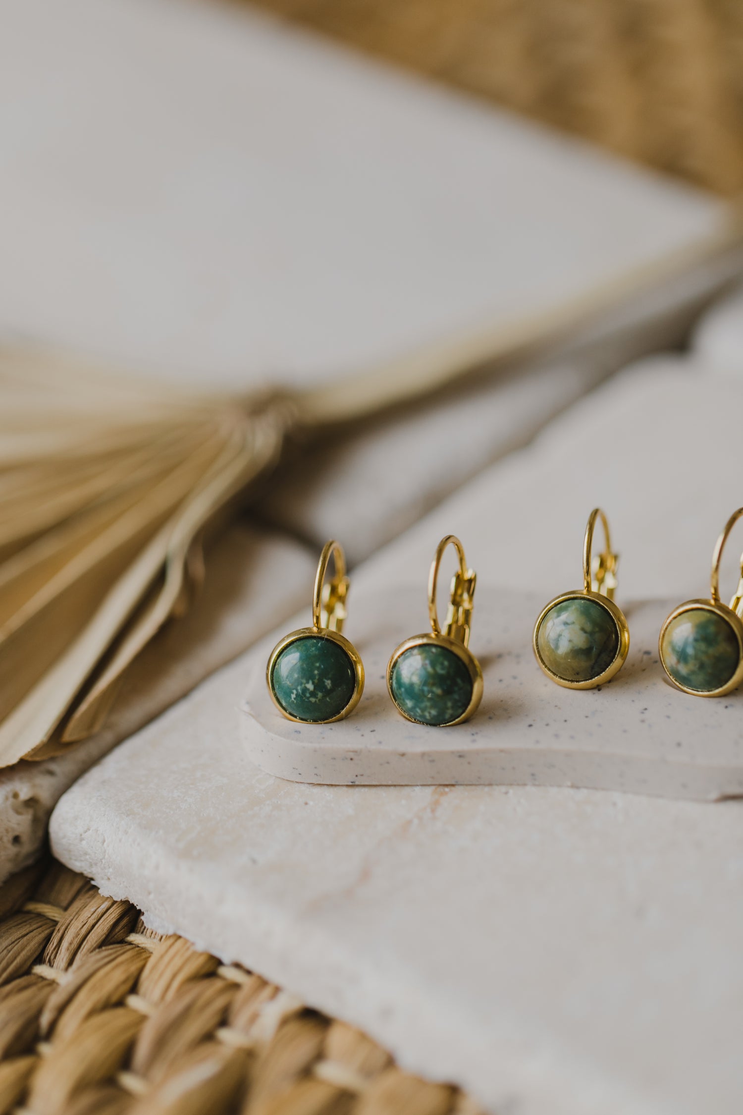 green aventurine gemstone earrings (8 mm)