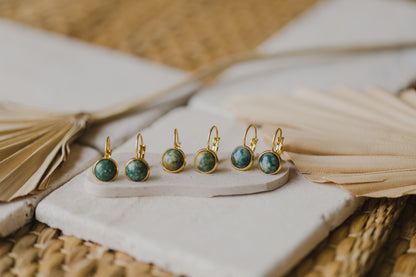 green aventurine gemstone earrings (8 mm)