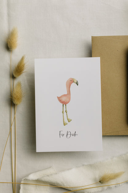 Postcard Flamingo with the inscription: &quot;For you&quot;