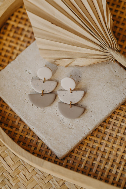 Francesca - Polymer clay earrings in vanilla, lime and pebble