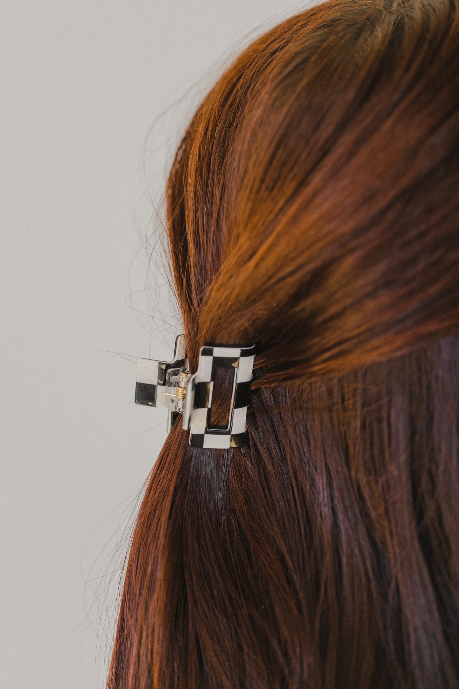 small checkerboard hair clip