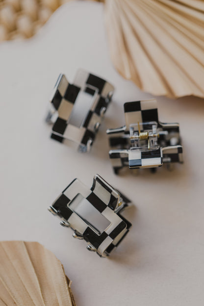 small checkerboard hair clip