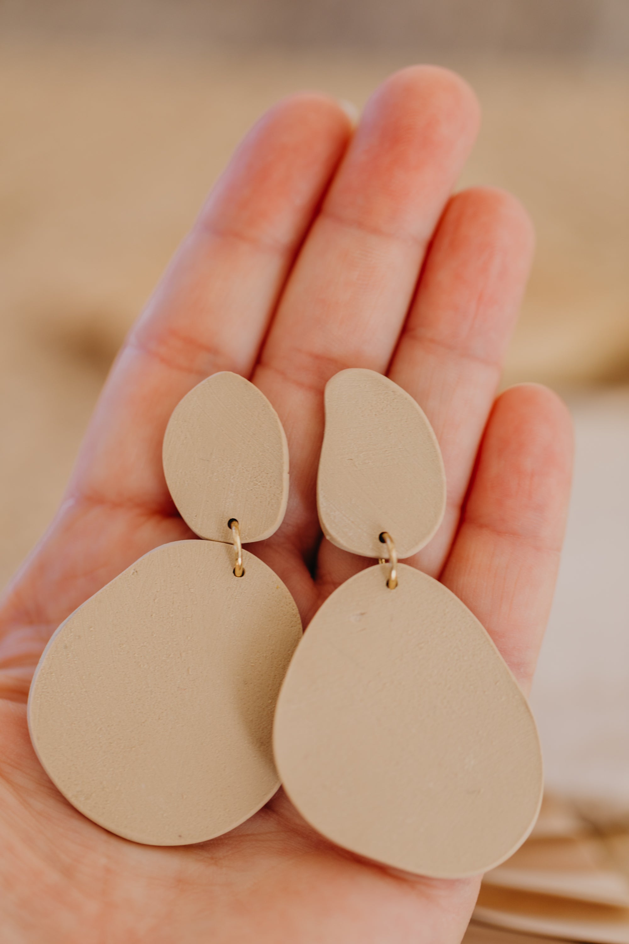 round earrings made of polymer clay in autumn colors