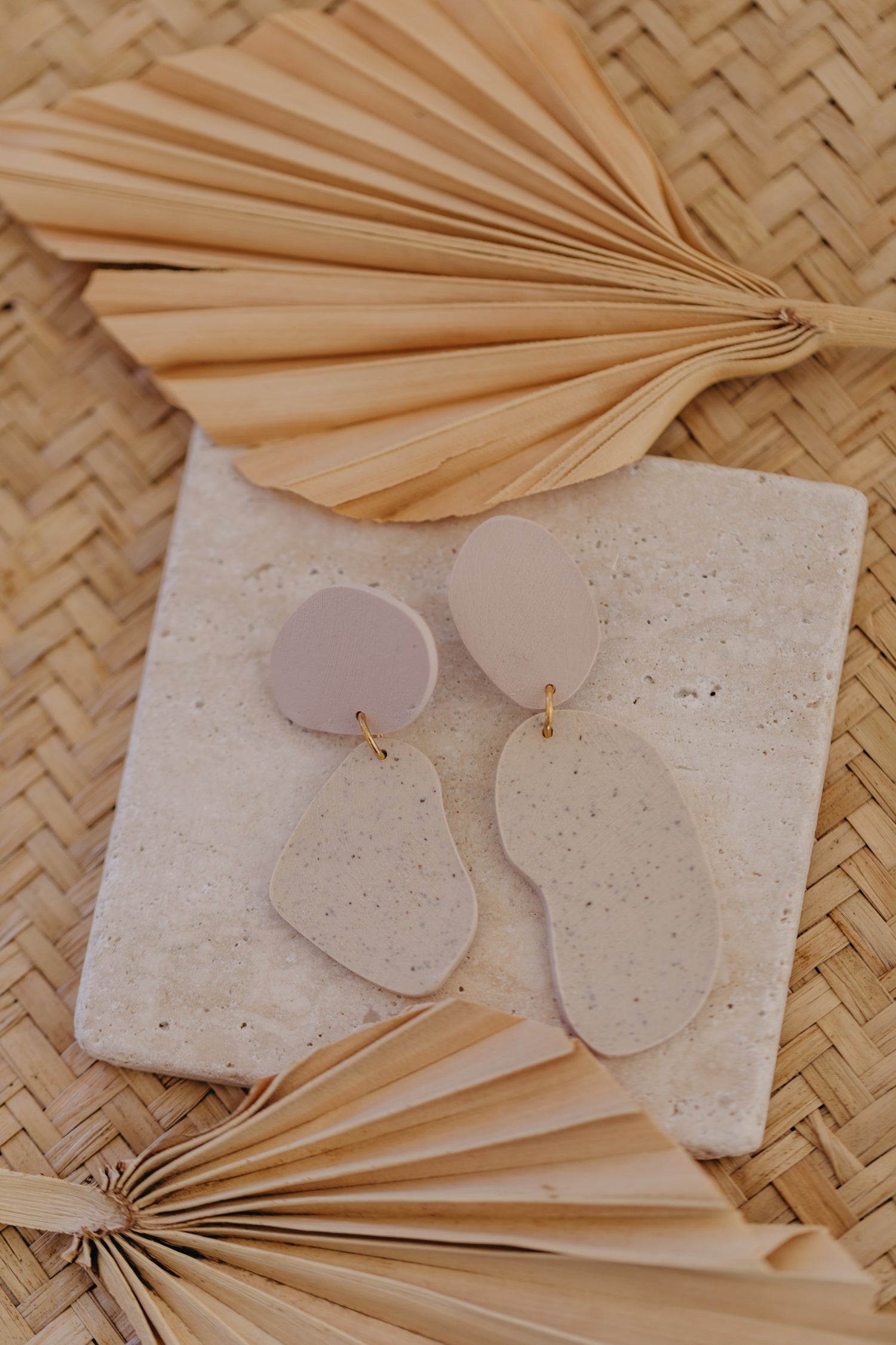 round earrings made of polymer clay in autumn colors