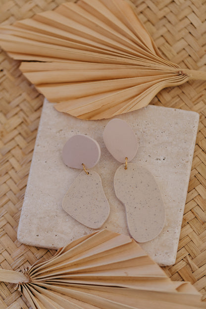 round earrings made of polymer clay in autumn colors