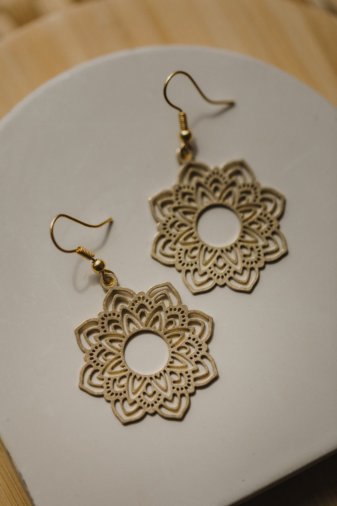 Brass Earrings Boho Flower