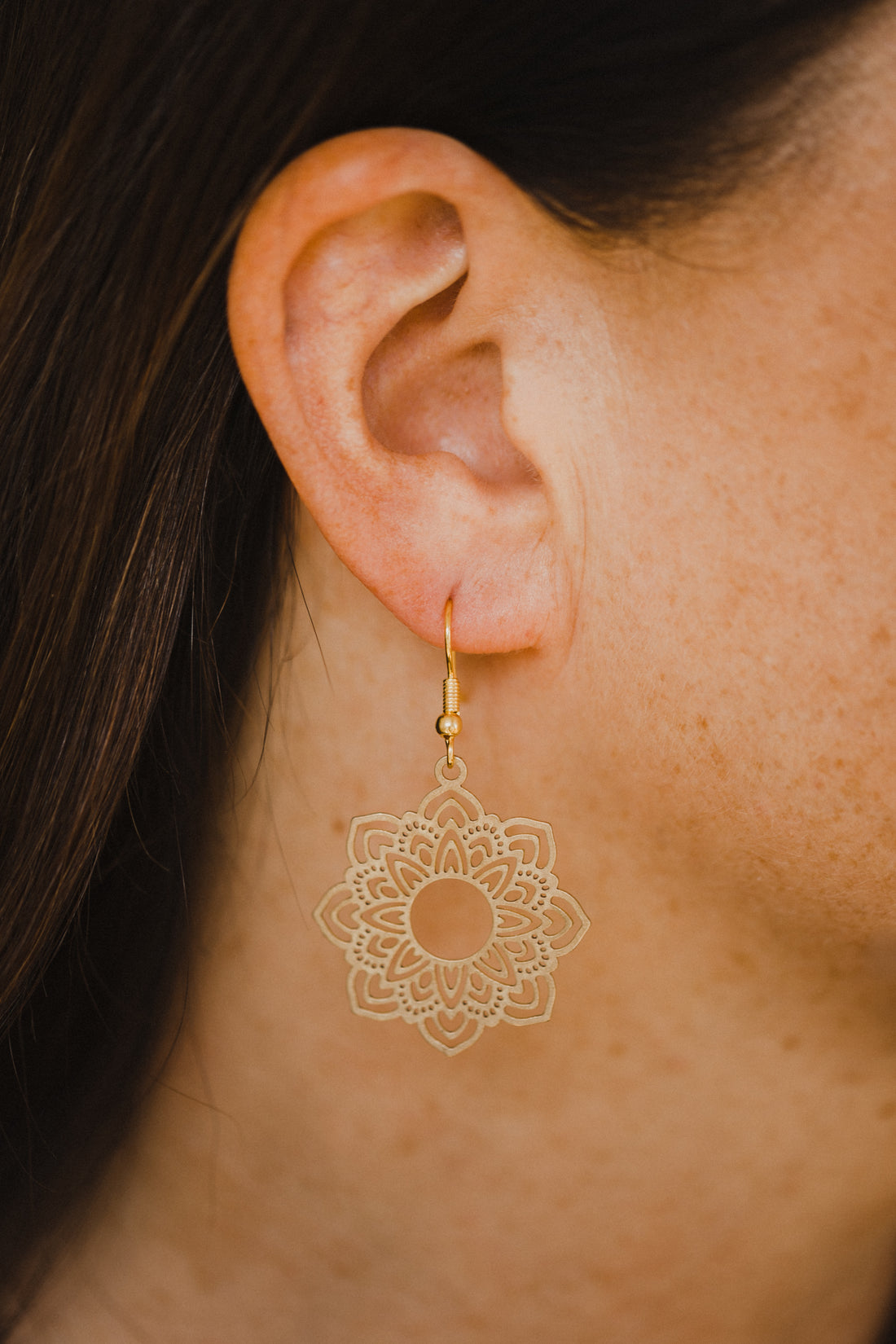 Brass Earrings Boho Flower