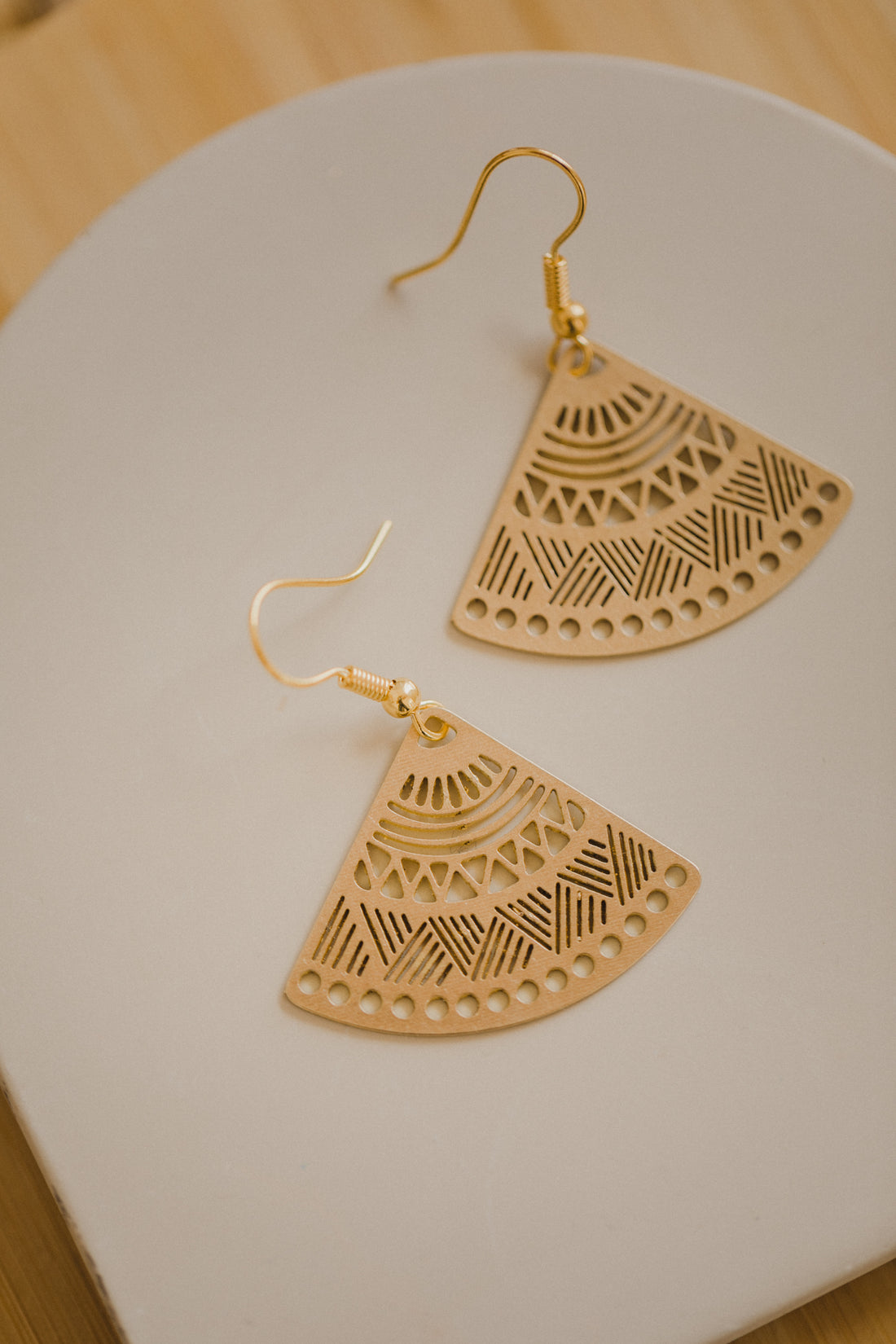 brass earrings triangles