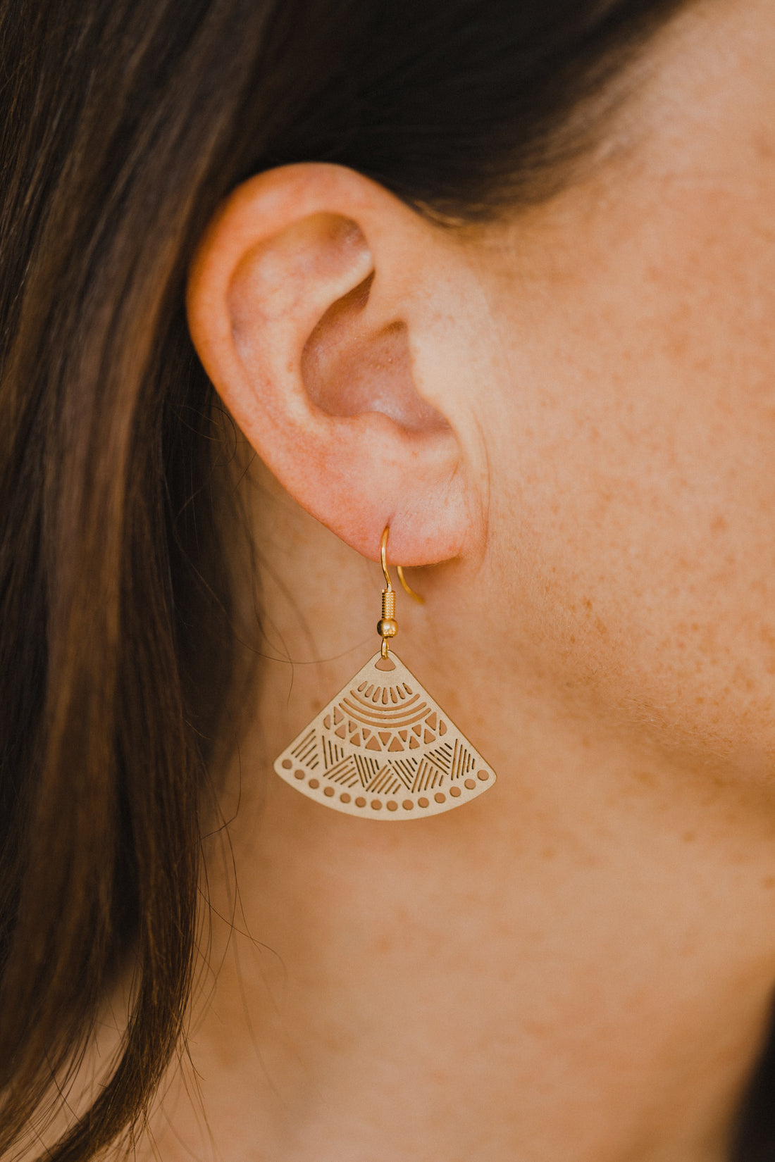 brass earrings triangles