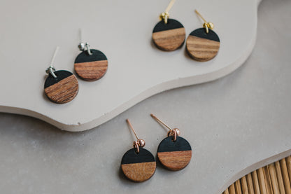 round black wooden earrings