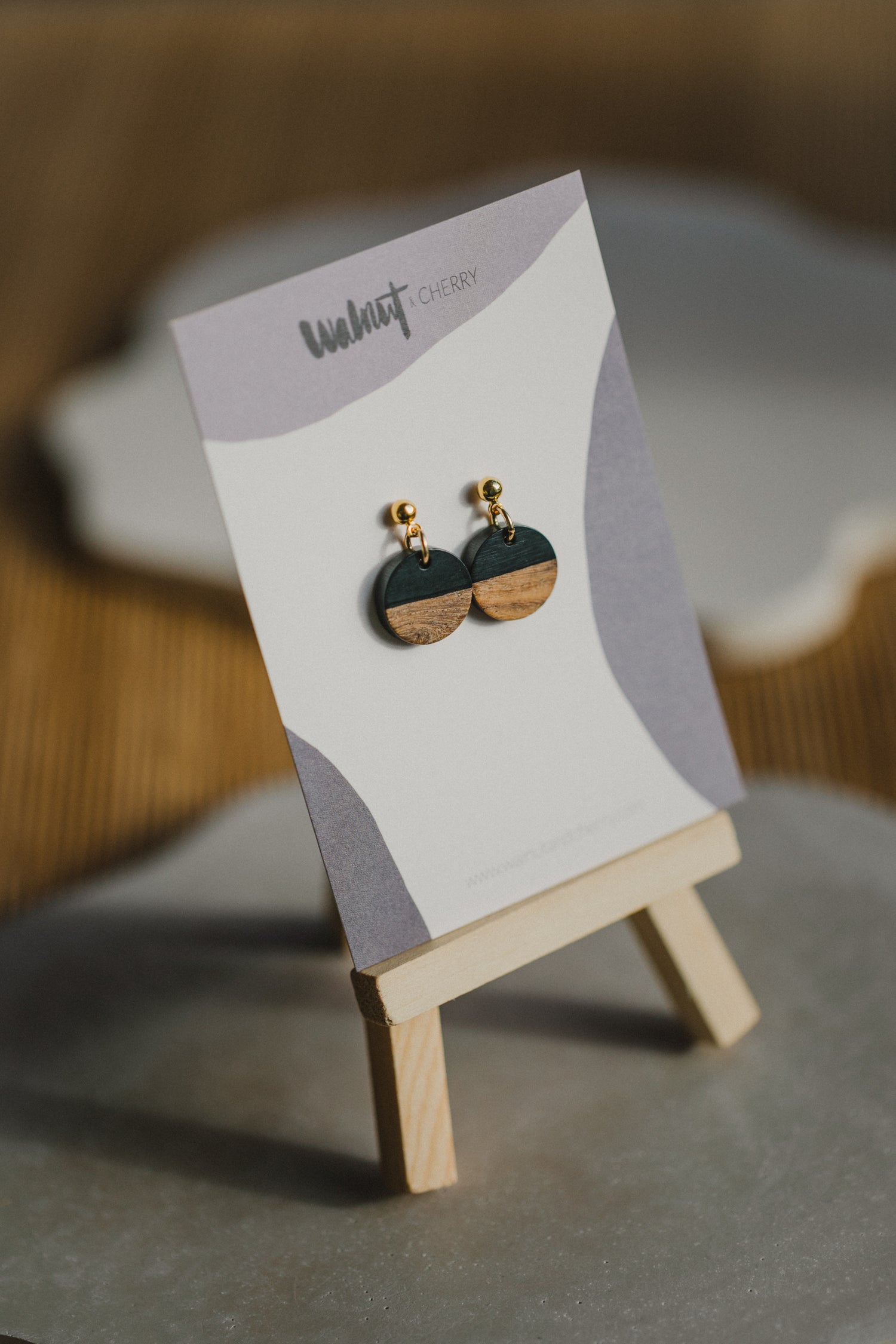 round black wooden earrings