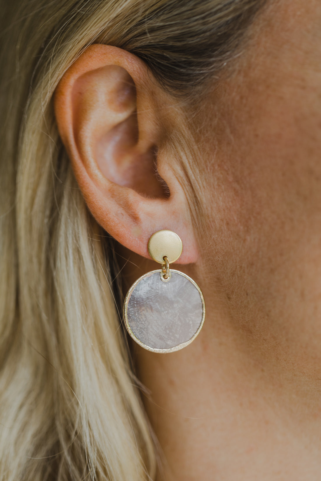 light filigree earrings with shell plates