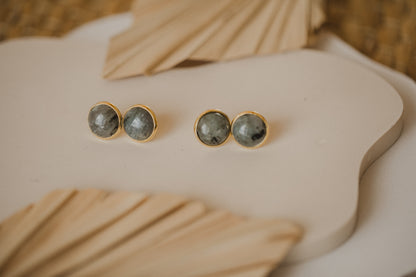 gray labradorite gemstone earrings (12 mm)