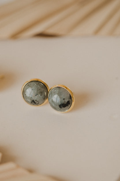 gray labradorite gemstone earrings (12 mm)