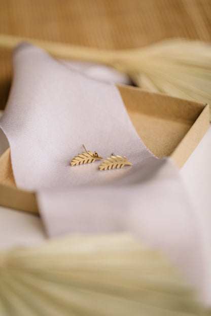 elongated leaf earrings