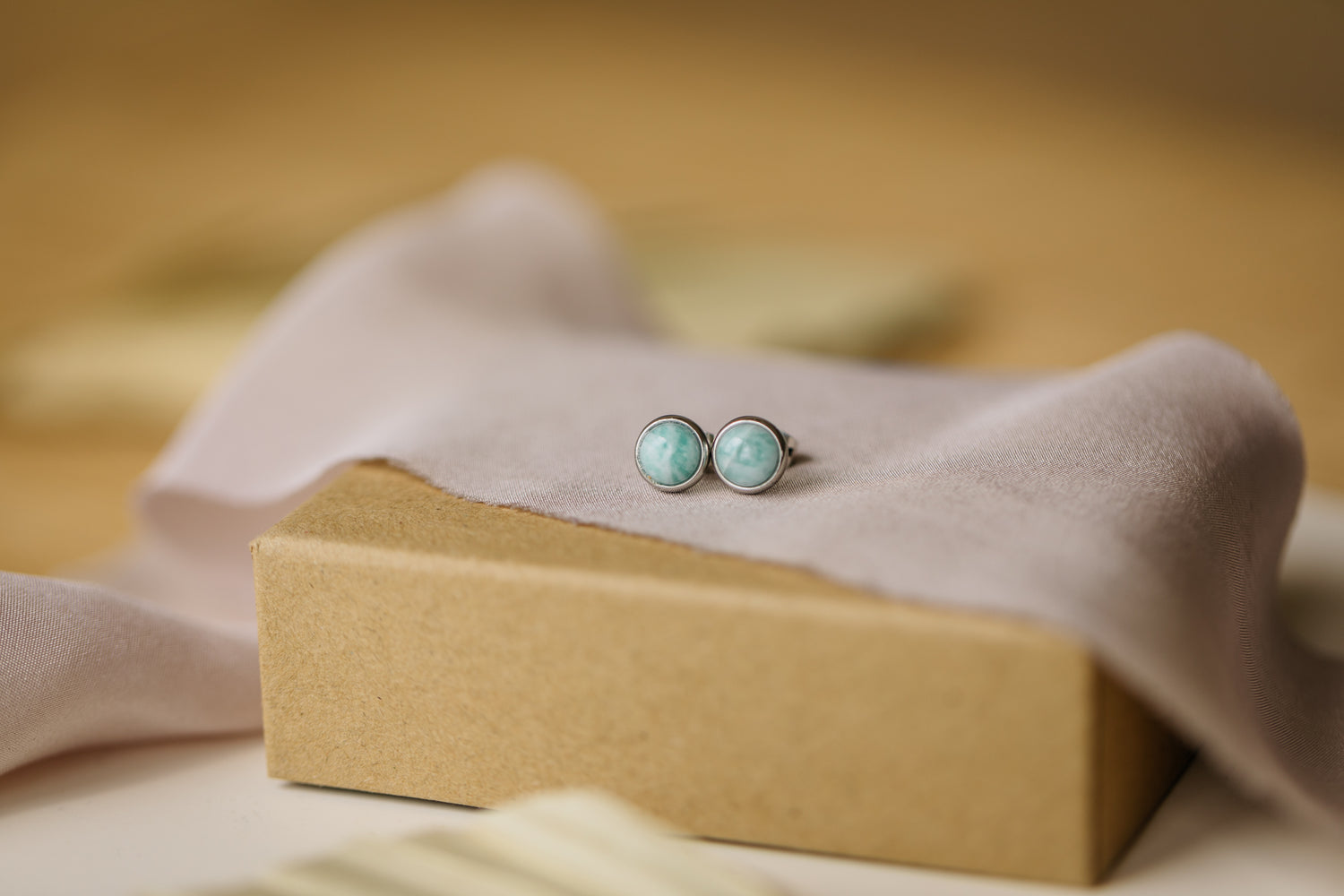 turquoise amazonite gemstone stud earrings silver (6 mm)