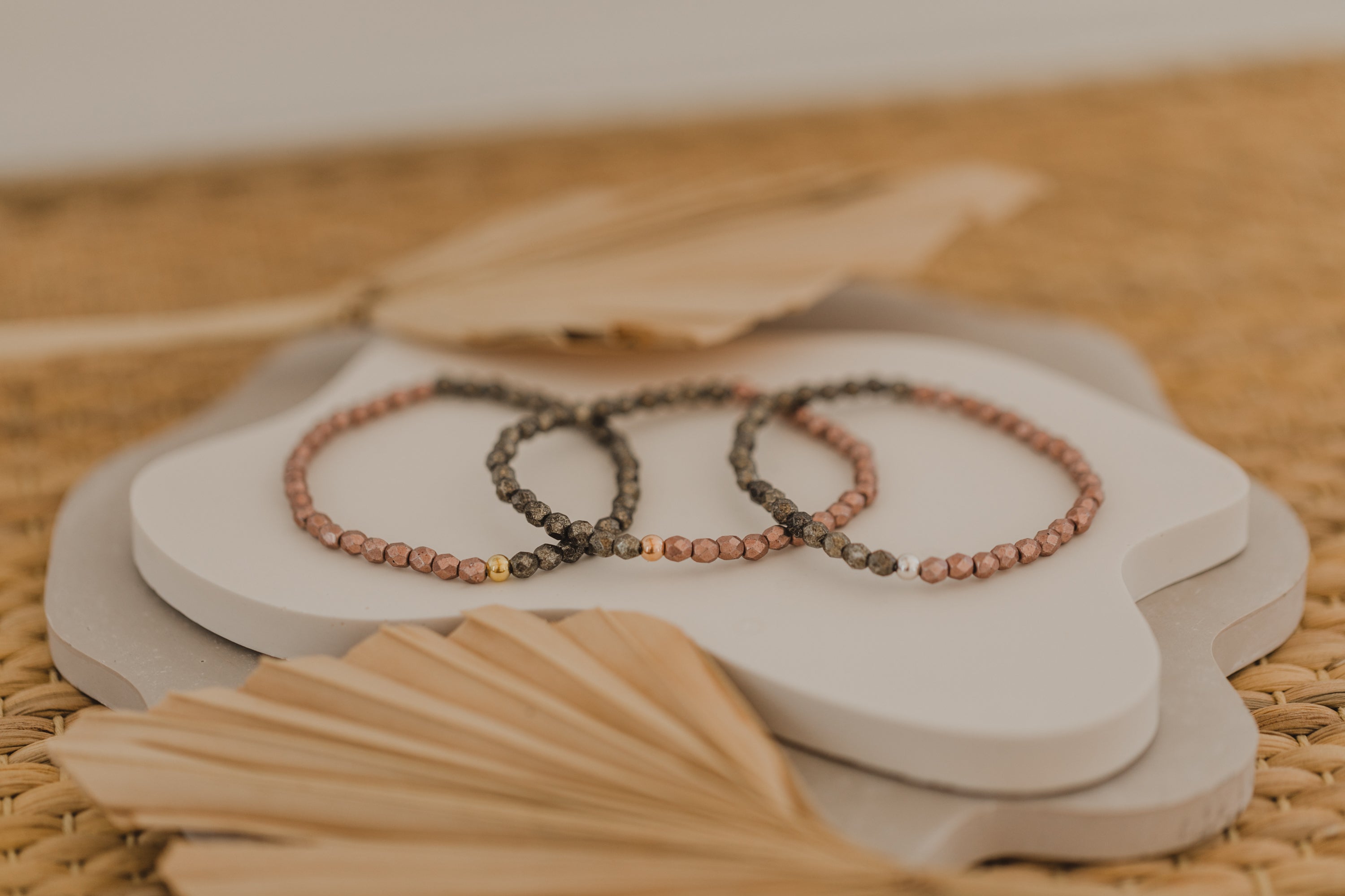 glass bead bracelet pink &amp;amp; brown