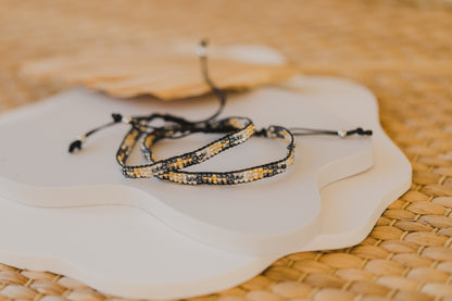 black bracelet made of rocaille beads