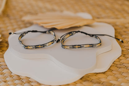 black bracelet made of rocaille beads