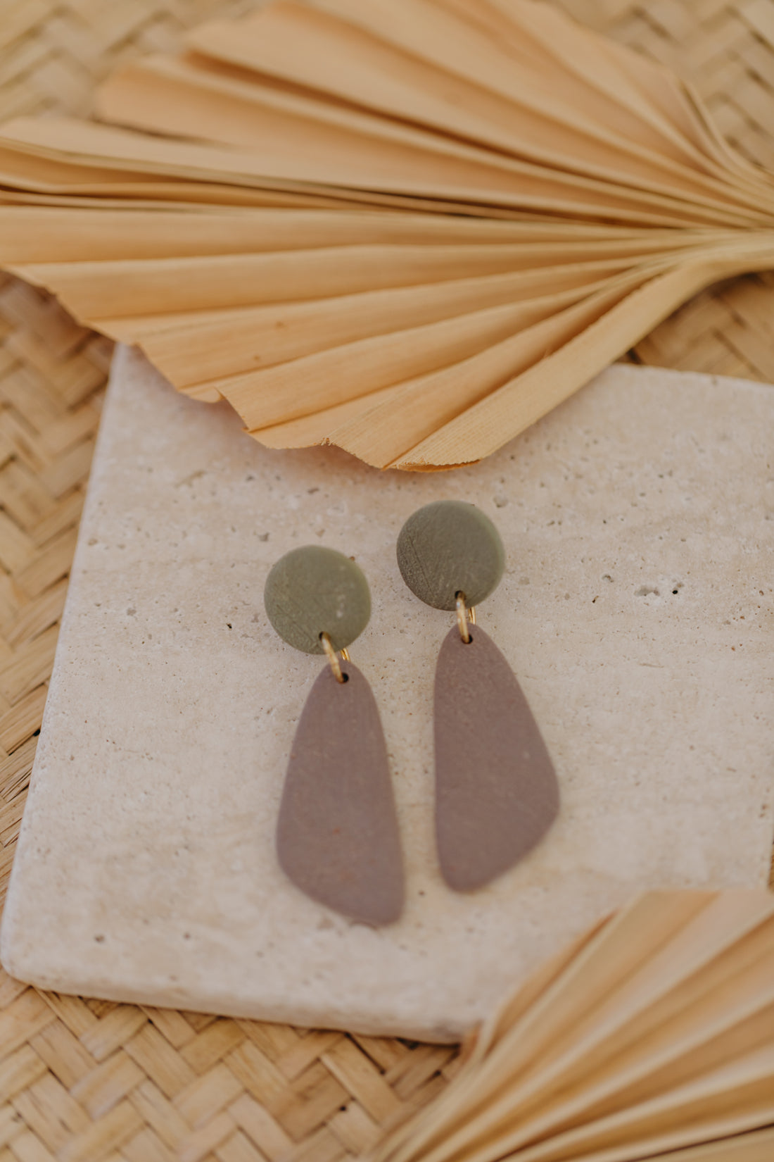 Polymer Clay Earring in Eucalyptus Green