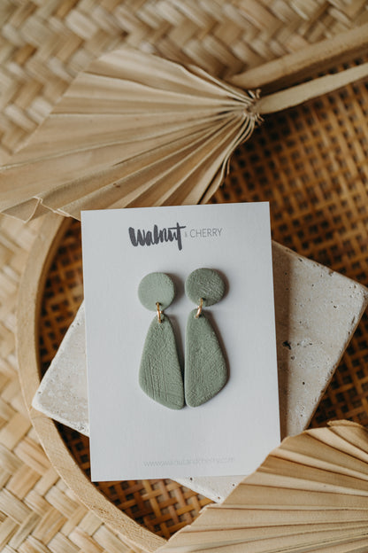 Polymer Clay Earring in Eucalyptus Green