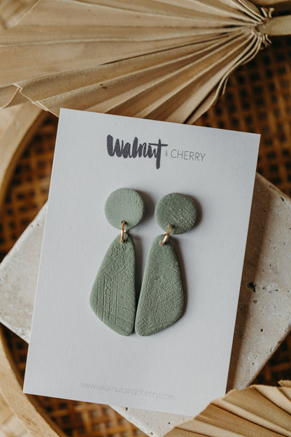 Polymer Clay Earring in Eucalyptus Green