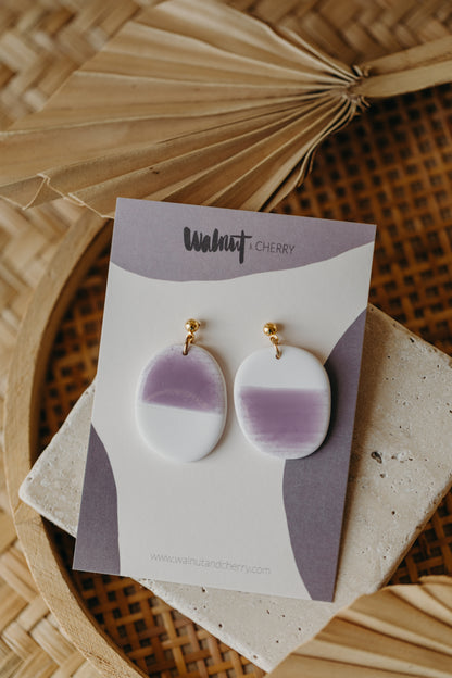 three-colored polymer clay earrings in ceramic look