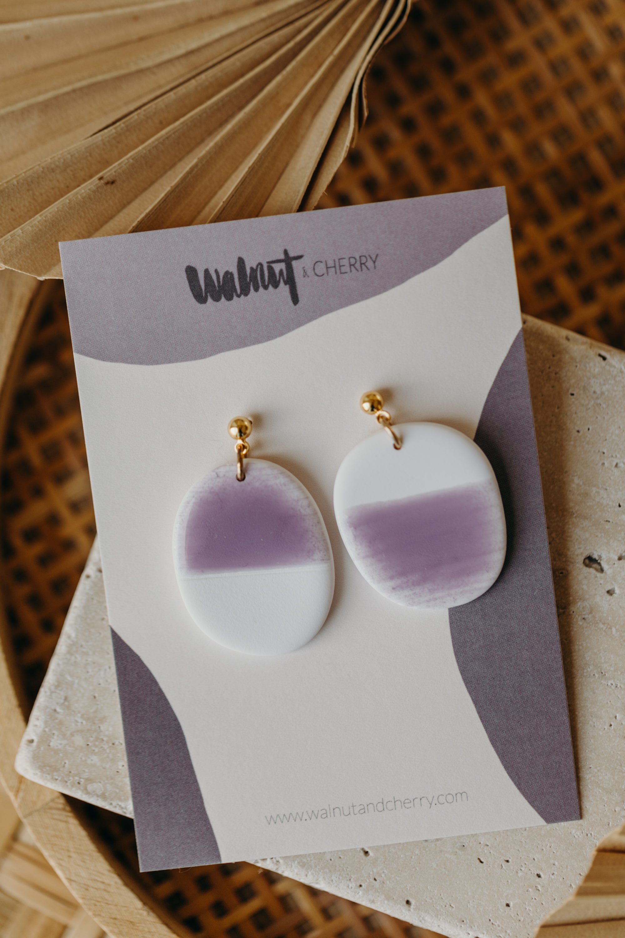 three-colored polymer clay earrings in ceramic look