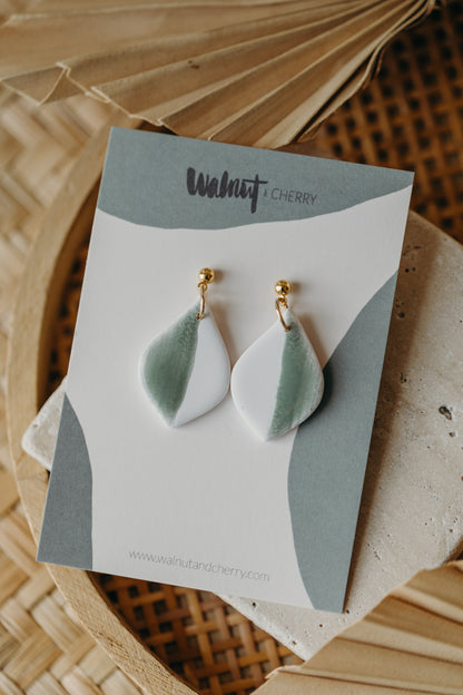 three-colored polymer clay earrings in ceramic look