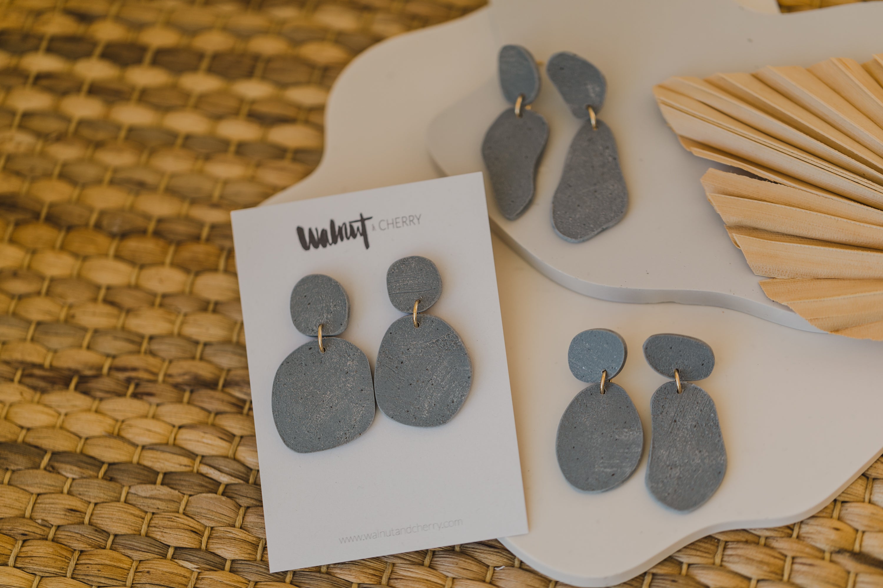 round earrings made of polymer clay in autumn colors