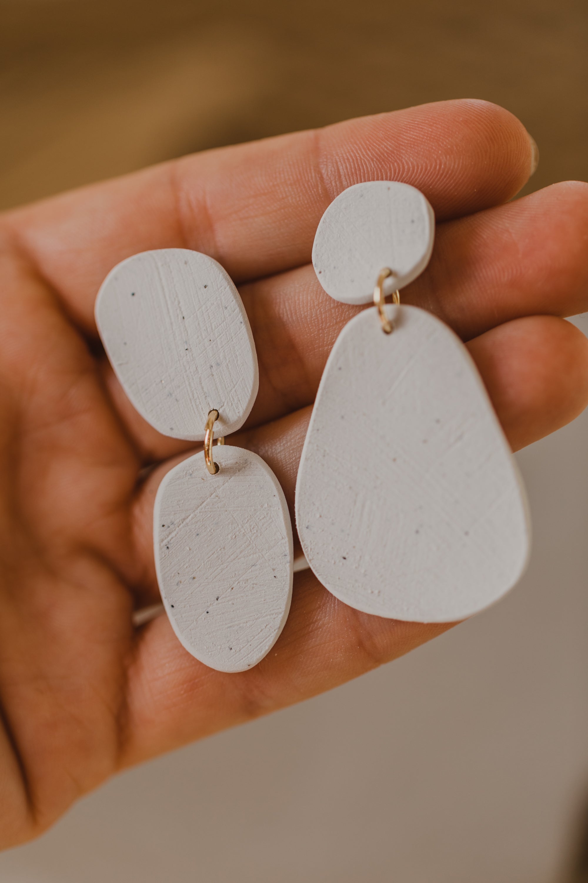 round earrings made of polymer clay in autumn colors