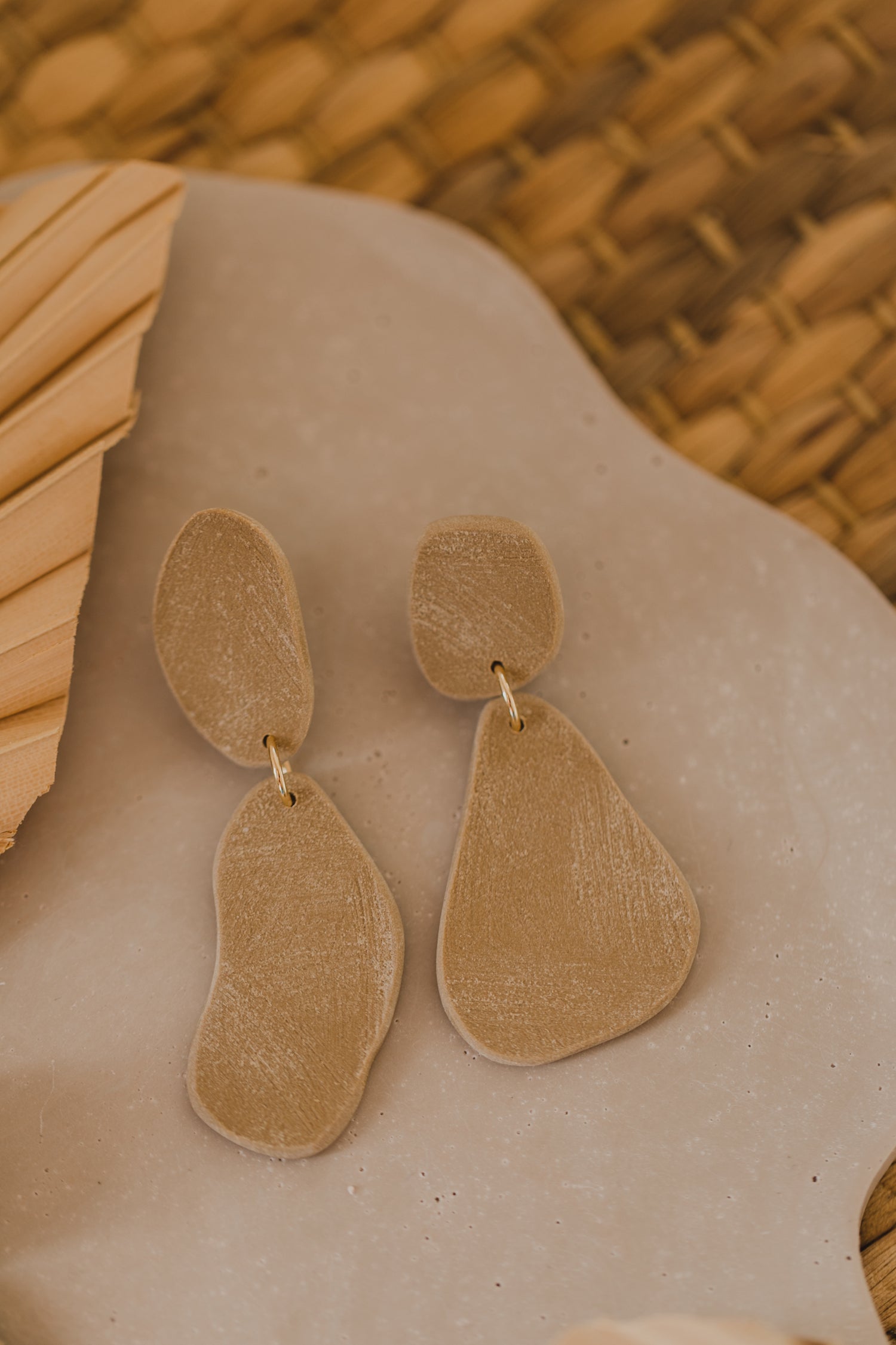 round earrings made of polymer clay in autumn colors