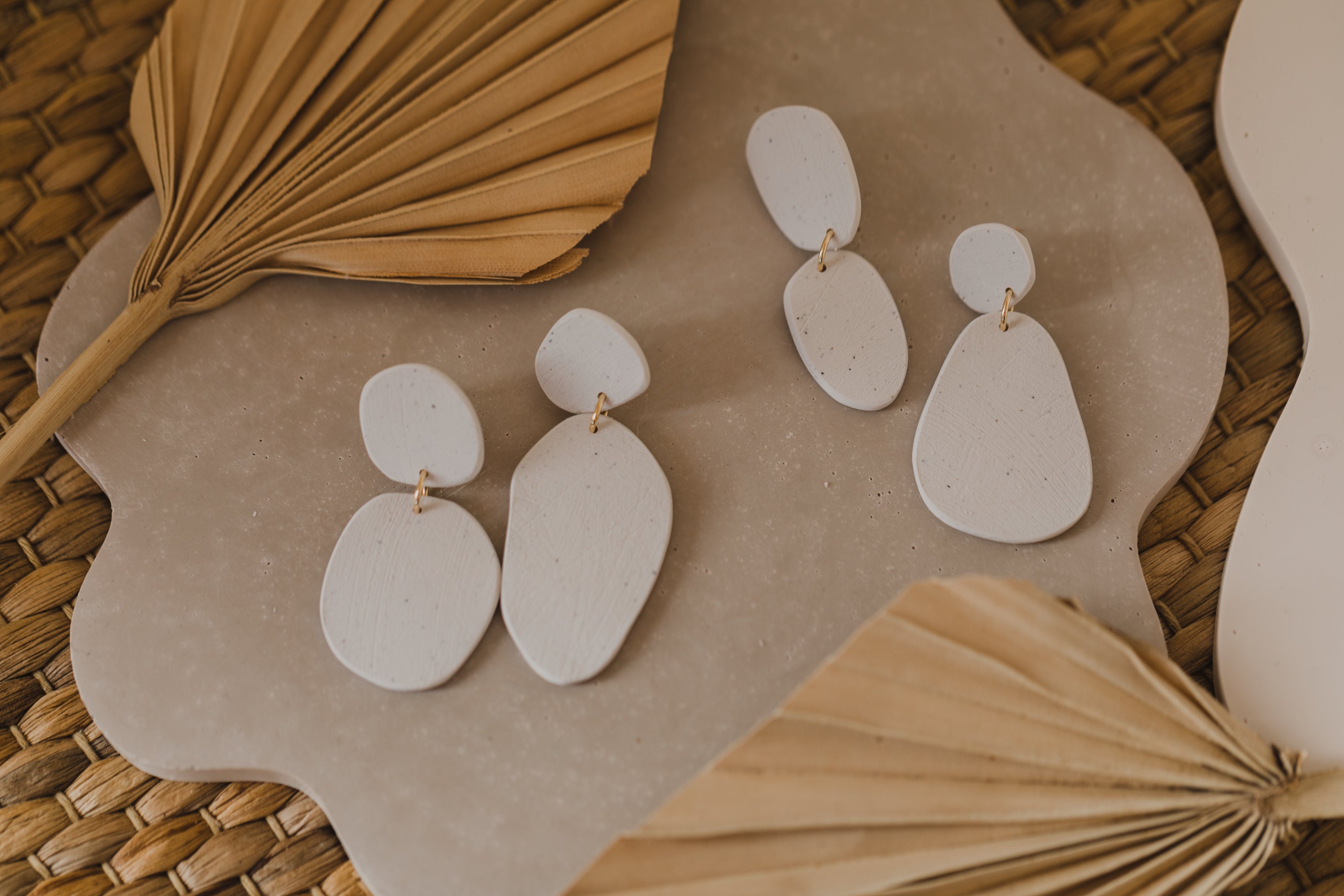 round earrings made of polymer clay in autumn colors