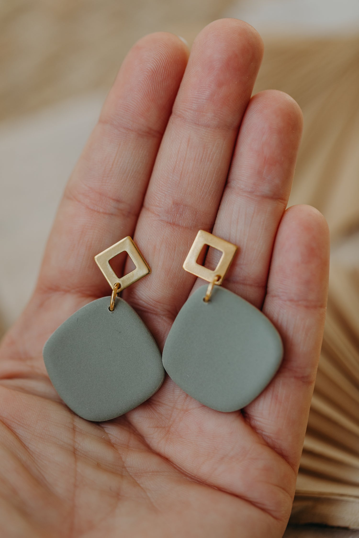 round polymer clay earrings with brass pendant circle